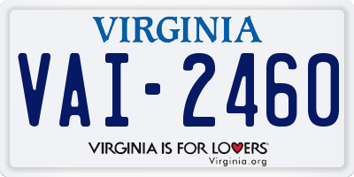 VA license plate VAI2460