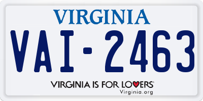 VA license plate VAI2463