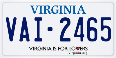 VA license plate VAI2465