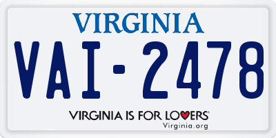 VA license plate VAI2478