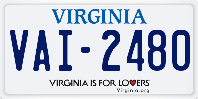 VA license plate VAI2480