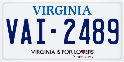 VA license plate VAI2489