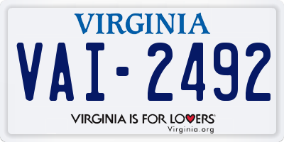 VA license plate VAI2492