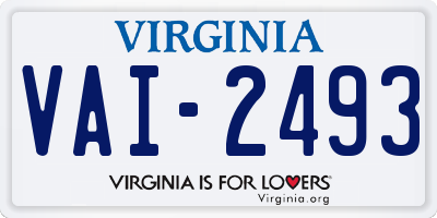 VA license plate VAI2493