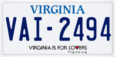 VA license plate VAI2494