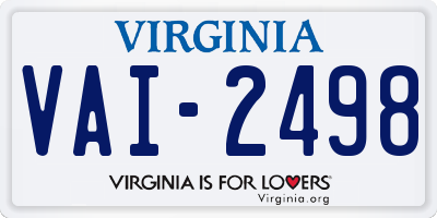 VA license plate VAI2498