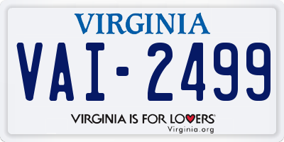 VA license plate VAI2499