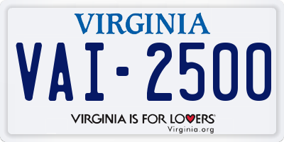 VA license plate VAI2500