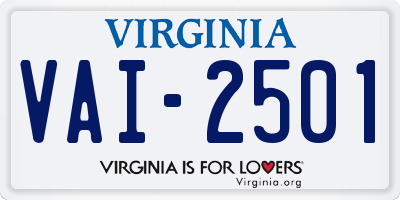 VA license plate VAI2501