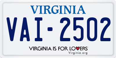 VA license plate VAI2502