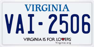 VA license plate VAI2506