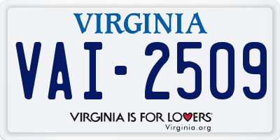 VA license plate VAI2509
