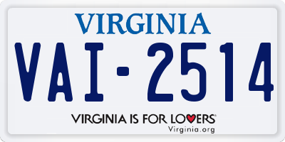 VA license plate VAI2514