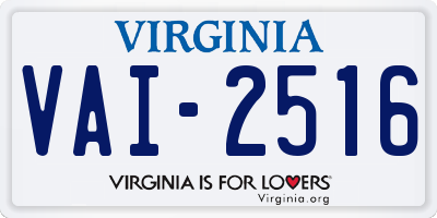 VA license plate VAI2516