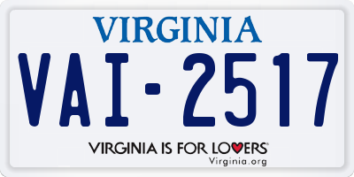 VA license plate VAI2517