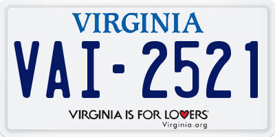 VA license plate VAI2521