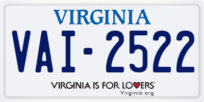 VA license plate VAI2522