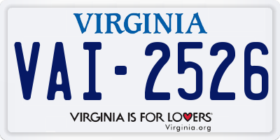 VA license plate VAI2526