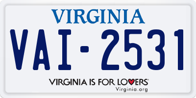 VA license plate VAI2531