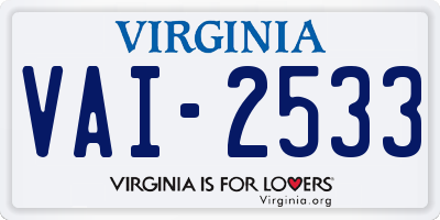 VA license plate VAI2533