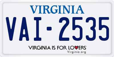 VA license plate VAI2535