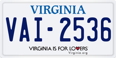 VA license plate VAI2536