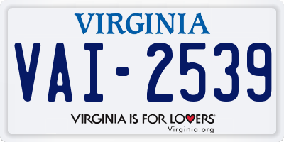 VA license plate VAI2539