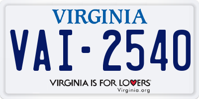 VA license plate VAI2540