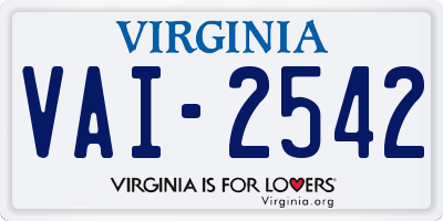VA license plate VAI2542