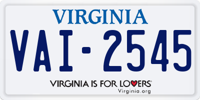 VA license plate VAI2545