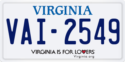 VA license plate VAI2549