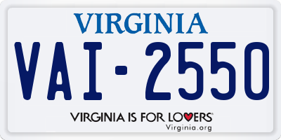 VA license plate VAI2550