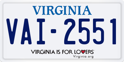 VA license plate VAI2551