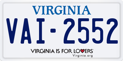 VA license plate VAI2552