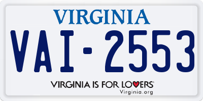 VA license plate VAI2553