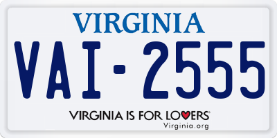 VA license plate VAI2555