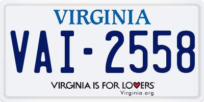 VA license plate VAI2558