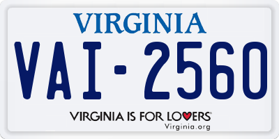 VA license plate VAI2560