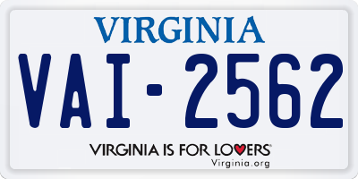 VA license plate VAI2562