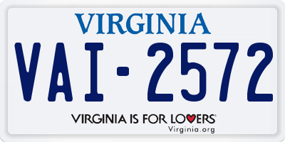 VA license plate VAI2572