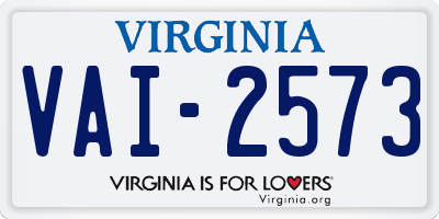 VA license plate VAI2573