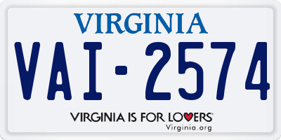 VA license plate VAI2574
