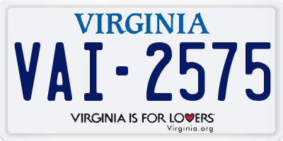 VA license plate VAI2575