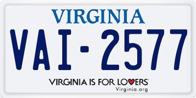 VA license plate VAI2577