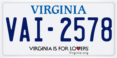 VA license plate VAI2578
