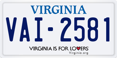 VA license plate VAI2581