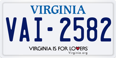 VA license plate VAI2582
