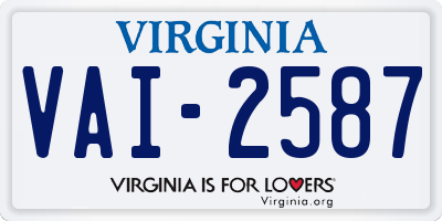 VA license plate VAI2587