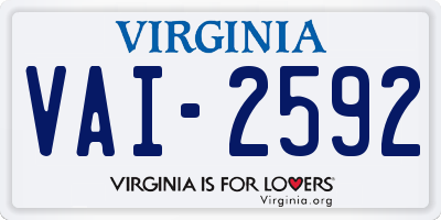 VA license plate VAI2592