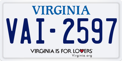 VA license plate VAI2597